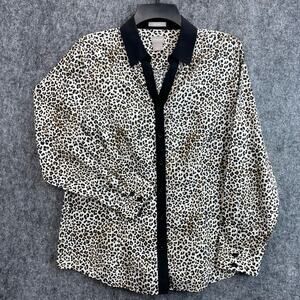 Chico's Women Blouse Size 8/10 Leopard Animal Print Long Sleeves